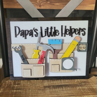 Papa's Little Helpers Personalized Father's Day Gift Dad's Workshop Decor