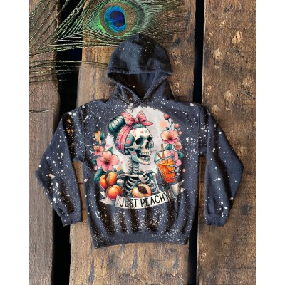 Halloween Peachy Skeleton Vintage Sweatshirt Hoodie For Gift Ideas