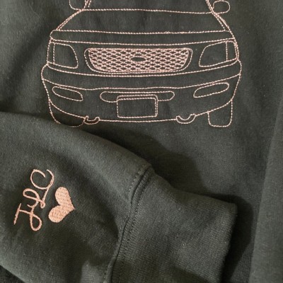 Custom Embroidered Car Outline Sweatshirt For Dad Men Car Lover Gift