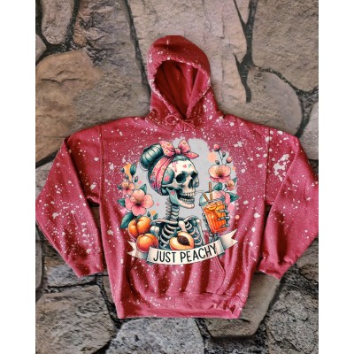 Peachy Skeleton Vintage Sweatshirt Hoodie For Halloween Gift Ideas