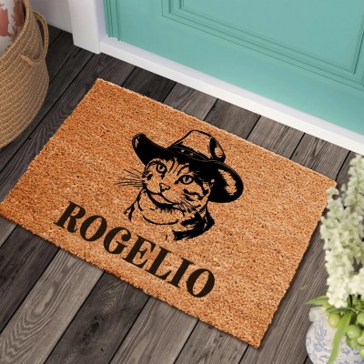 Funny Cat Welcome Door Mat Housewarming New Home Gift