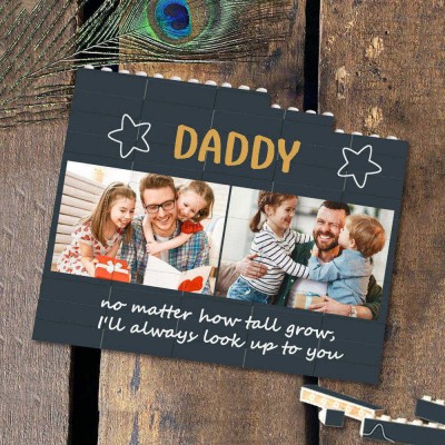 Personalized Photo Building Block Puzzle For Dad Father's Day Gift