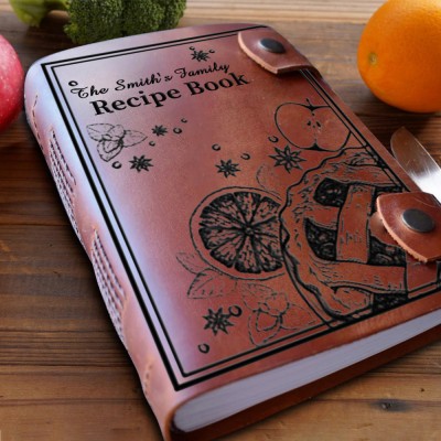 Personalized Leather Recipe Book For Mom Grandma Family Christmas Gift