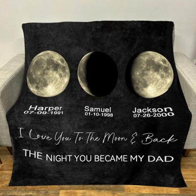 Personalized Family Moon Phase Blanket For Dad Gift