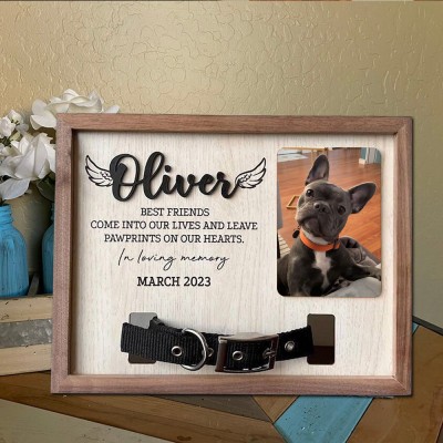 Personalized Memorial Pet Loss Frame With Collar Holder Sympathy Gift