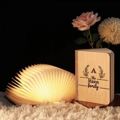 Personalized Wooden Folding Magnetic Glowing Book Lamp For Christmas Gift