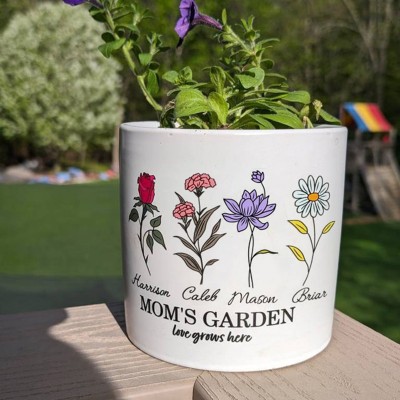 Personalized Birth Month Flower Pot Unique for Grandma Mom Christmas Gift