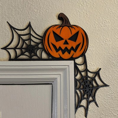 Funny Halloween Pumpkin Wooden Door Corner Sign Home Decor