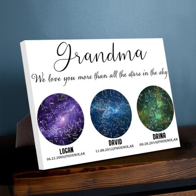 Personalized Star Map By Date Night Sky Constellation Wall Art Wood Sign For Grandma Christmas Gift