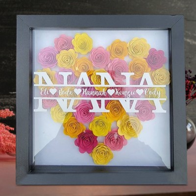 Custom Nana Flower Shadow Box with Kids Names For Mother's Day Gift