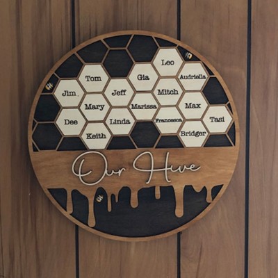 Personalized Bee Hive Family Wood Sign For Grandma Mom Christmas Gift