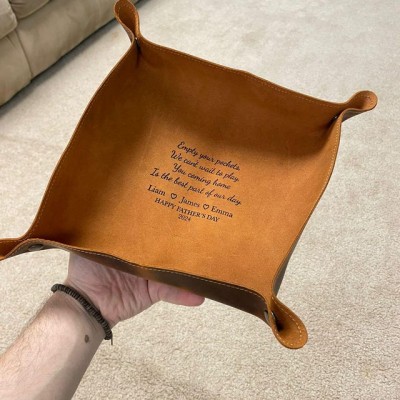 Empty your Pockets Daddy Personalized Valet Leather Tray for Dad Father's Day Gift from Kids