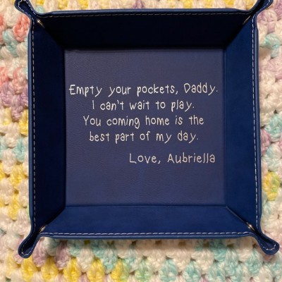 Empty your Pockets Daddy Personalized Valet Leather Tray for Dad Father's Day Gift from Kids