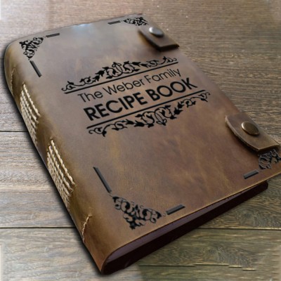 Personalized Leather Recipe Book For Mom Grandma Family Christmas Gift