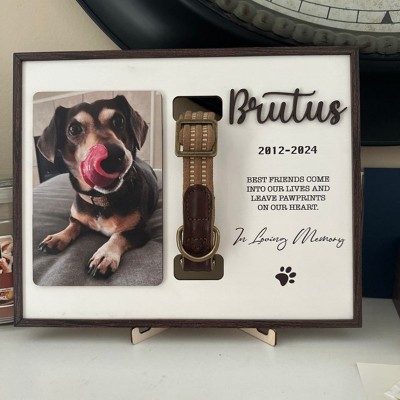 Personalized Dog Collar Holder Memorial Frame Pet Loss Gift