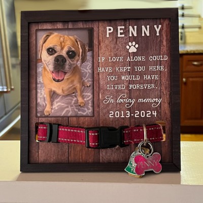 Personalized Dog Collar Holder Memorial Frame Pet Loss Gift