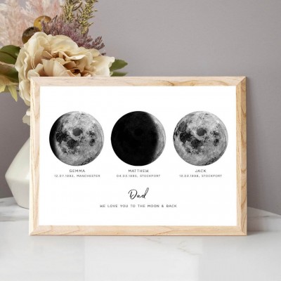 Personalized Moon Phase Frame Gift for Dad Father's Day Love You To The Moon and Back