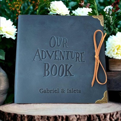 Our Adventure Book Personalized Leather Photo Album For Valentine's Day Anniversary Gift Ideas