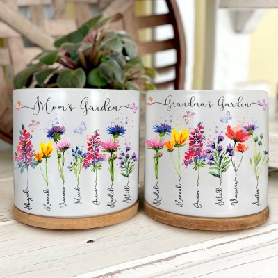 Personalized Birth Month Flower Pot Unique Gift for Grandma Mom Christmas