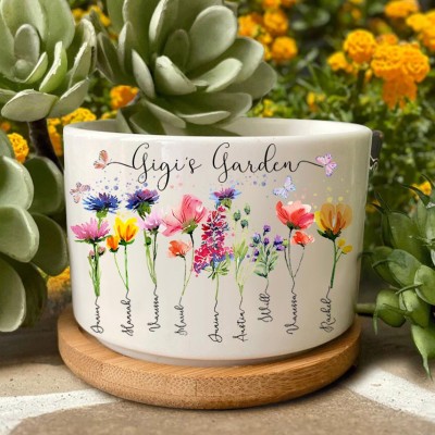 Personalized Birth Month Flower Pot Unique Gift for Grandma Mom Christmas