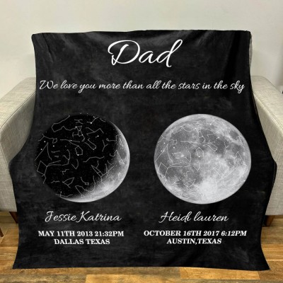 Personalized Star Map By Date Night Sky Constellation Blanket For Dad Father's Day Gift