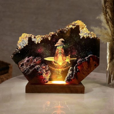 Resin Wood Table Lamp Art Home Decor