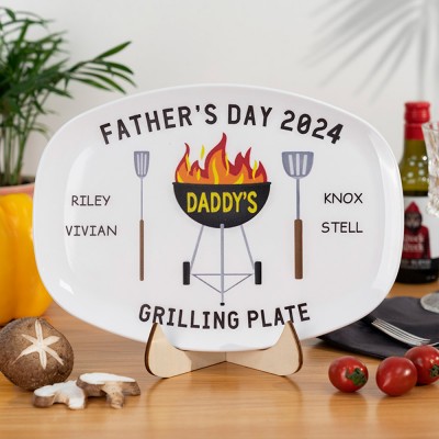 Personalized Barbecue Platter With Names For Father's Day Dad The Grill Master