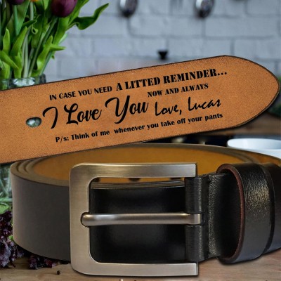 Personalized Engraved Leather Belt with Fist Bump for Father's Day Gift