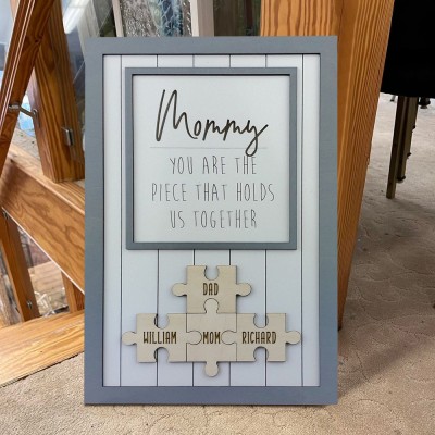 Personalized Mom Puzzle Sign Unique Wood Sign For Mother's Day Gift