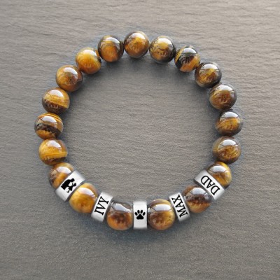 Personalized Men's Bracelet With Beads For Dad Father's Day Gifts Ideas