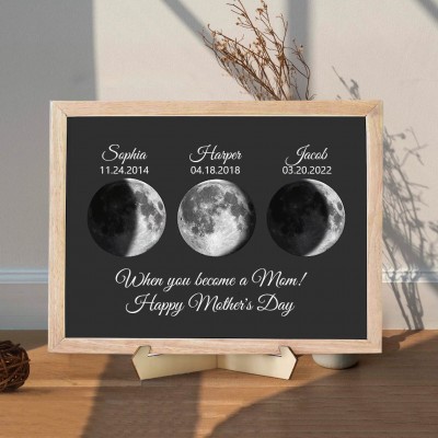 Personalized When You Become a Mom Moon Phase Print Frame Gift for Mother's Day 