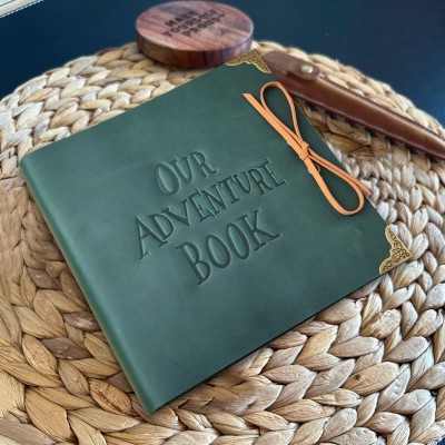 Our Adventure Book Personalized Leather Photo Album For Valentine's Day Anniversary Gift Ideas