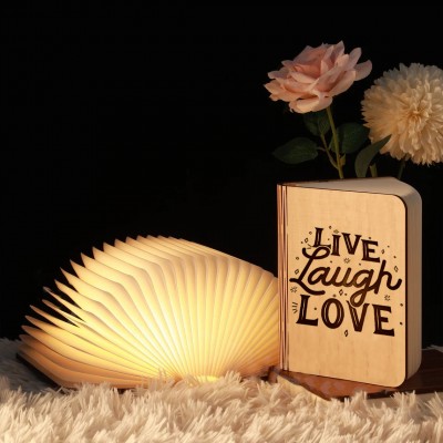 Personalized Wooden Folding Magnetic Glowing Book Lamp