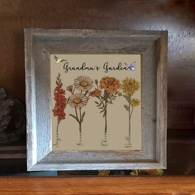 Custom Birth Flower Frame Home Art For Mom Grandma Family Christmas Gift Ideas