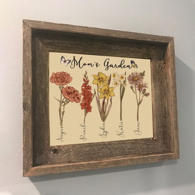 Custom Birth Flower Frame Home Art For Mom Grandma Family Christmas Gift Ideas