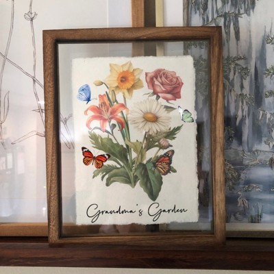 Personalized Grandma's Garden Birth Flower Family Bouquet Frame Antique Home Art For Christmas Gift