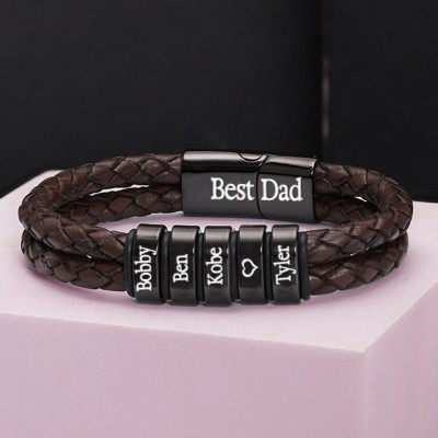 Custom Men's Best Dad Bracelet With Beads Gift For Dad Father's Day Gifts