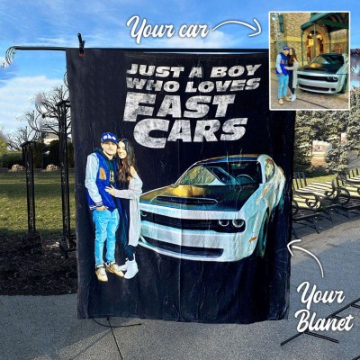 Personalized Just A Boy Who Loves Cars Fleece Blanket For Valentine's Day