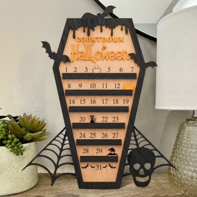 Countdown to Halloween Calendar Wood Sign with Moveable Ghost