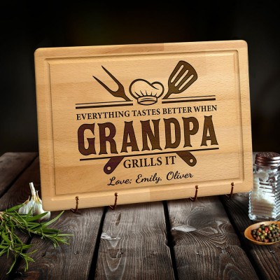 Personalized Cutting Board BBQ Themed Grill Master For Father's Day Gift Ideas