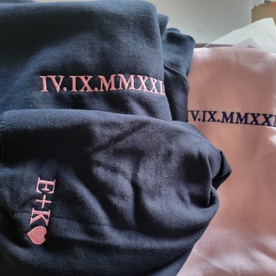 Custom Embroidered Roman Numeral Sweatshirt Anniversary Valentine's Day Gift For Couple