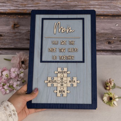 Personalized Mom Puzzle Sign Unique Wood Sign For Mother's Day Gift