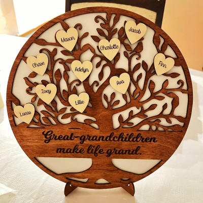 Personalized Wood Family Tree Sign Home Wall Art Decor For Christmas Family Anniversary Gift