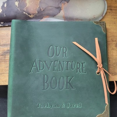 Our Adventure Book Personalized Leather Photo Album Scrapbook For Valentine's Day Anniversary Gift