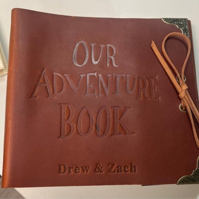 Our Adventure Book Personalized Leather Photo Album Scrapbook For Valentine's Day Anniversary Gift