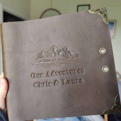 Our Adventure Book Personalized Leather Travel Photo Album For Valentine's Day Anniversary Gift