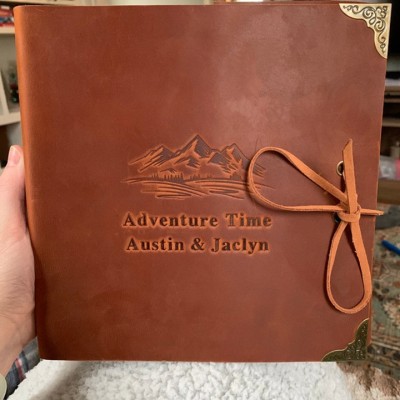 Our Adventure Book Personalized Leather Travel Photo Album For Valentine's Day Anniversary Gift