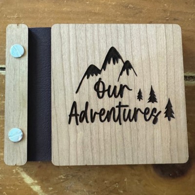 Our Adventure Book Custom Wood Couple Scrapbook For Valentine's Day Anniversary Gift