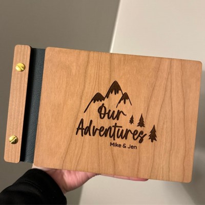 Our Adventure Book Custom Wood Couple Scrapbook For Valentine's Day Anniversary Gift