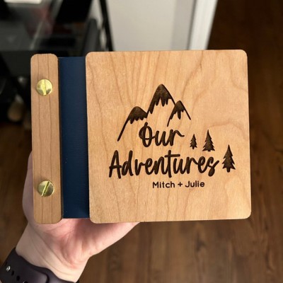 Our Adventure Book Custom Wood Couple Scrapbook For Valentine's Day Anniversary Gift